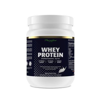 Paradise Herbs, 100% Whey Protein Powder, Vanilla, 21g Protein, 5.5 BCAA&#39;s, 2.2g L-Leucine, 210mg Aminogen, 30 Servings
