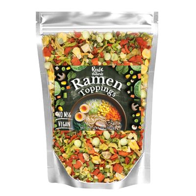 Dried ramen toppings. Dehydrated vegetables for ramen topper include Cabbage, Spinach, Chive, Carrot, Corn, Greepea &amp; Shitake mushrooms. (5.83oz mixed vegetables)