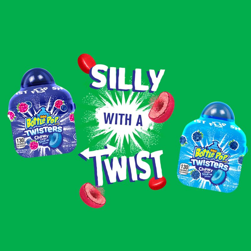 Baby Bottle Pop Twisters Candy Individually Wrapped, Assorted Candy Variety Pack, Chewy Party Favor Goodie Bags, 8 Ct