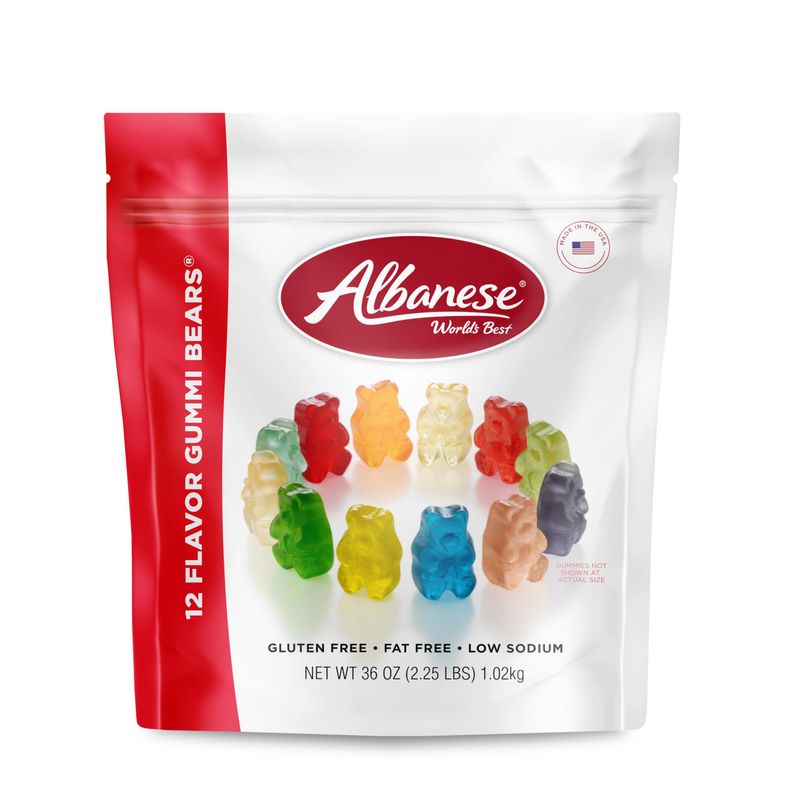 Albanese World's Best 12 Flavor Gummi Bears, 36oz Bag of Candy, Soft &amp; Chewy Candy Snacks, Fruity Flavor Assortment