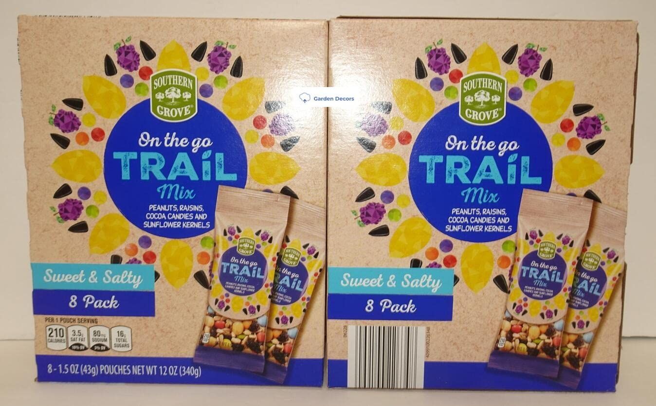 Southern Grove On The Go Trail Mix Sweet &amp; Salty 8 Pack 12oz 340g (Two Boxes)