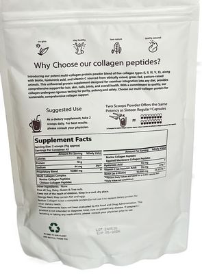 Miracle Multi Collagen Protein Powder, 1 Pound - Types I, II, III, V, X with Biotin, Hyaluronic Acid, Vitamin C - Unflavored Collagen Peptides - Keto &amp; Paleo