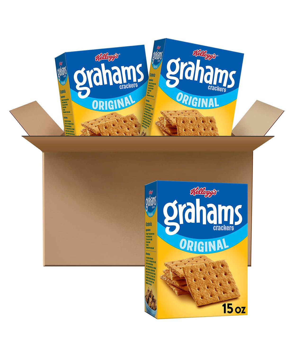 Kellogg&#39;s Grahams Crackers, Easy Snacks, Bulk Pantry Staples, Original, 45oz Case (3 Boxes)