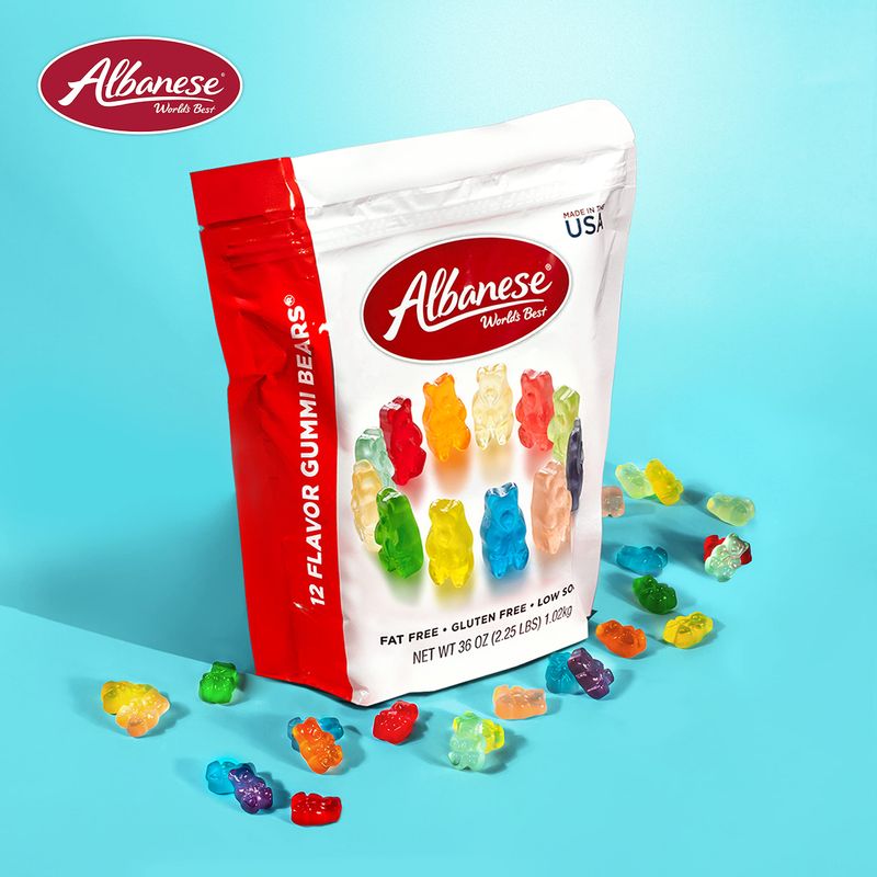 Albanese World's Best 12 Flavor Gummi Bears, 36oz Bag of Candy, Soft &amp; Chewy Candy Snacks, Fruity Flavor Assortment