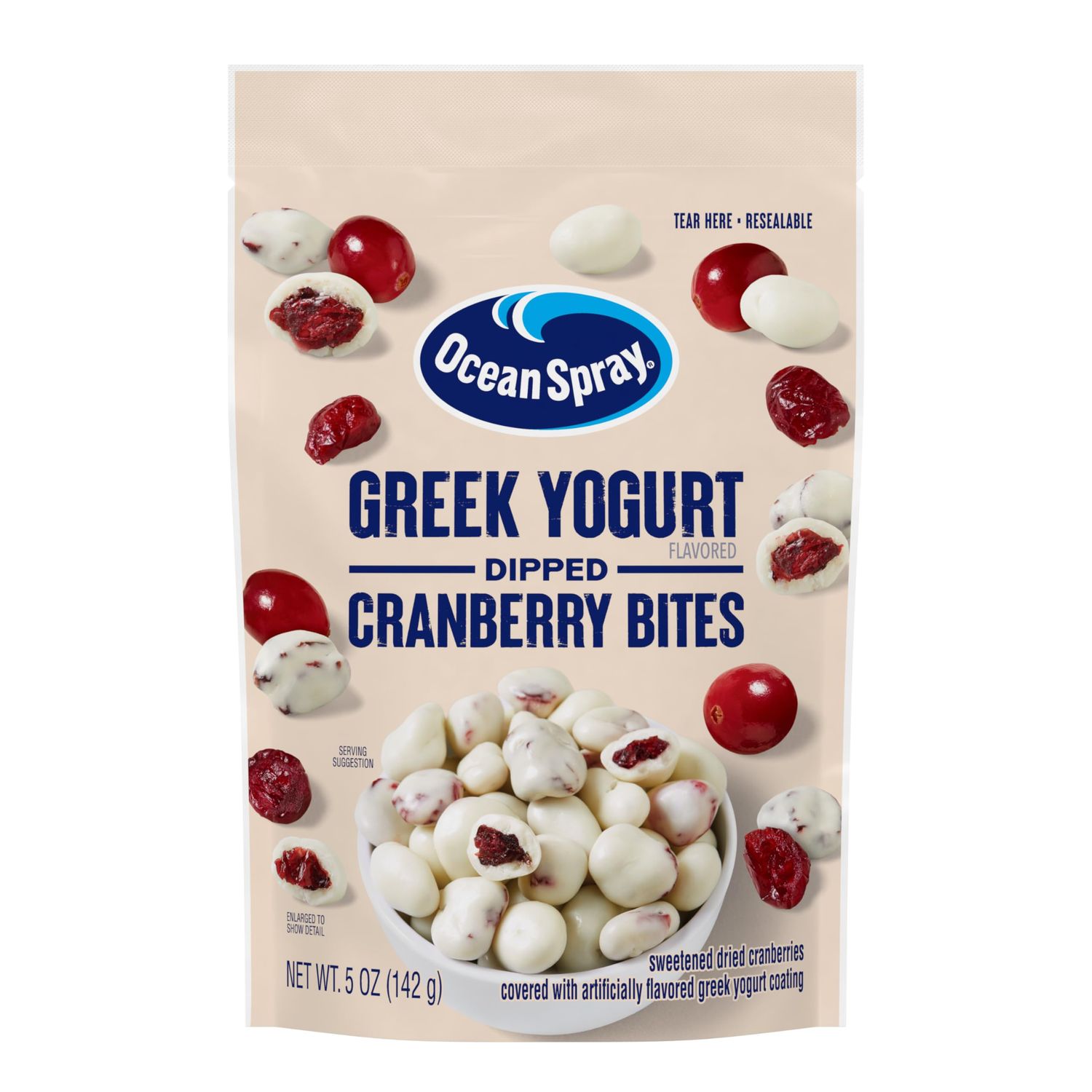 Ocean Spray Greek Yogurt Covered Craisins, Greek Yogurt Flavored, Covered Cranberries, Dried Fruit, 5 Oz Pouch (Pack of 1)