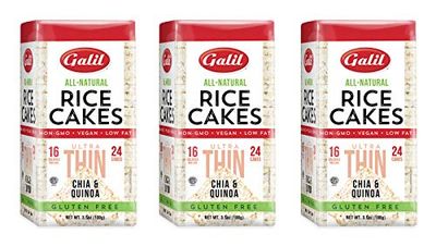 Galil Ultra-Thin Rice Cakes with Chia &amp; Quinoa Pack of 3  All-Natural, Non-GMO, Low Fat, Gluten-Free Rice Cakes 3.5oz.