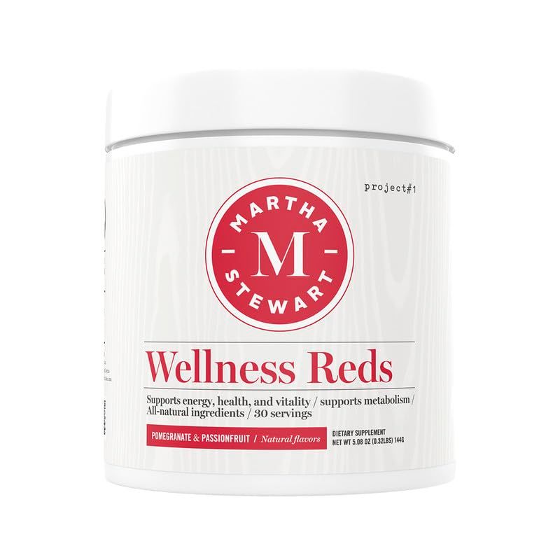 Martha Stewart Wellness Reds - A Blend of Antioxidant-Rich Superfoods with Beet Root Powder for Health - Energy Powder Drink Mix  Fruit Protein Powder  Antioxidants Supplement Pomegranate