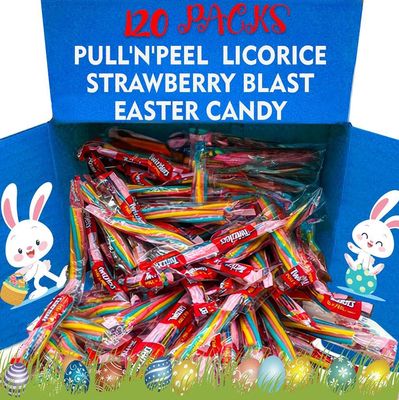 Pull-Apart TwizzlerSStrawberry Blast Licorice Candy - 120-Piece Easter Pastel Bulk Pack, Great for Basket Stuffing &amp; Egg Hunts, Snack Size Chewy Candy, Individually Wrapped