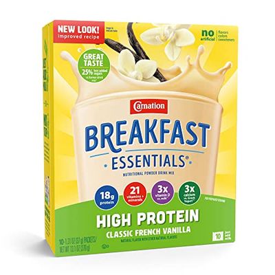 Carnation Breakfast Essentials High Protein Oral Supplement Classic French Vanilla Flavor 1.31 oz. Packet 60 Ct