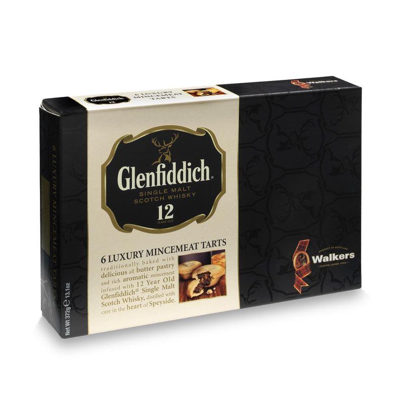 Walkers Shortbread Glenfiddich Mincemeat Tarts - 6 Count (Pack of 2) - Mince Pies Infused with Glenfiddich Single-Malt Scotch Whisky - Luxury Holiday Treats and Dessert from Scotland