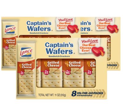 Lance Captain&#39;s Wafers Crackers Grilled Cheese - 3 Boxes of 8 Individual Packs