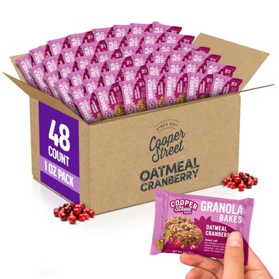 Cooper Street Granola Cookie Bake - Chewy Granola Bars with Chia, Flax, Buckwheat and Oats in Delicious Oatmeal Cranberry Flavor  Individually Wrapped Healthy Breakfast Bars  1 oz  48 Pack