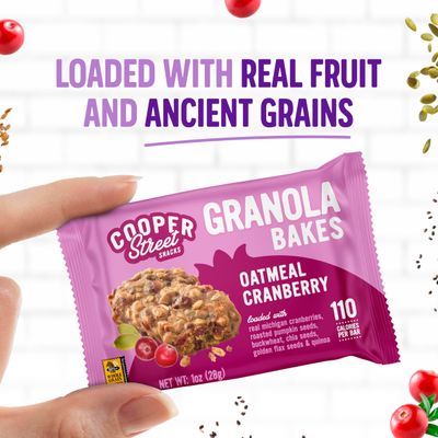 Cooper Street Granola Cookie Bake - Chewy Granola Bars with Chia, Flax, Buckwheat and Oats in Delicious Oatmeal Cranberry Flavor Individually Wrapped Healthy Breakfast Bars 1 oz 48 Pack