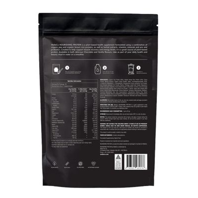 WelleCo Vegan Protein Powder, Gluten Free Premium Organic Sprouted Brown Rice & Pea Protein Blend, 6g Carbs & Dairy Free, for Energy, Muscle Recovery, 16g Protein Per Serving, Chocolate, 35.2oz Pouch