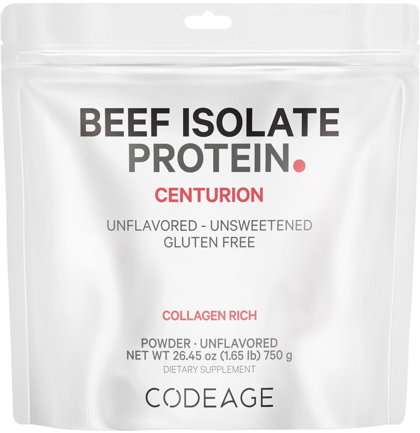 Codeage Grass-Fed Beef Isolate Protein Powder Supplement - 20 Amino Acids, Collagen-Rich - Athletes &amp; Sports - Unflavored Carnivore Protein Supplement, BCAA &amp; EAA Supplement - Gluten-Free - 26.45 oz