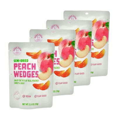 KOKO FARM Semi-Dried Peach Wedges Snack, 2.5 Ounce Bag (Pack of 4), Sweet, Chewy, Vegan, Plant-Based Snack