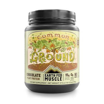 Earth Fed Muscle Common Ground Vegan Protein Powder, Chocolate Plant Based Protein with Organic Cocoa Powder &amp; MCT Oil - Soy Free, Gluten Free, Zero Added Sugar, Keto - 30 Servings