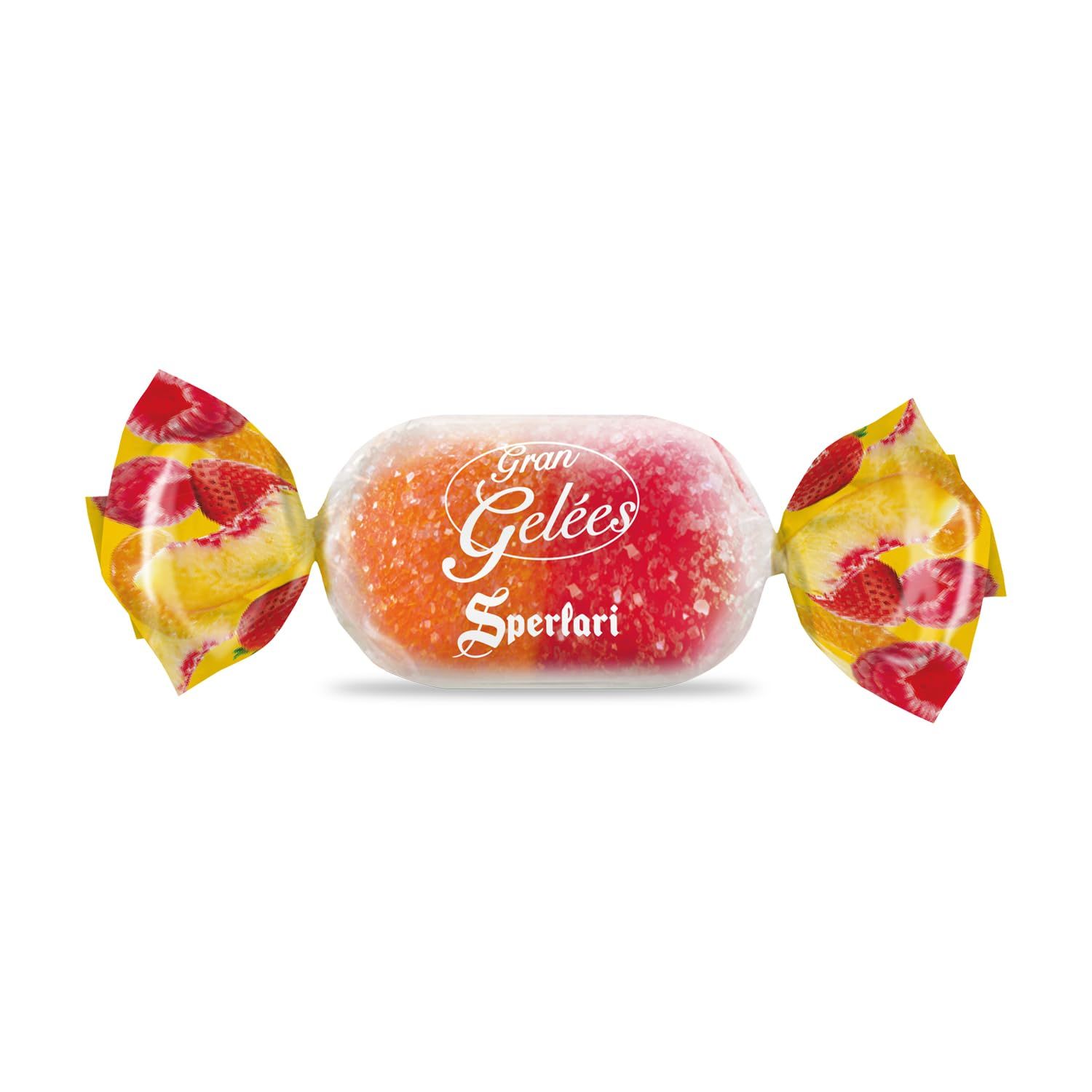 Sperlari Candies Gran Duetto Orange, Peach &amp; Raspberry Italian Fruit Nectar Jelly Candy - Gluten Free, No Artificial Coloring, Individually Wrapped Gummy Candy - Fruit Gummies Made In Italy 1 KG Bag