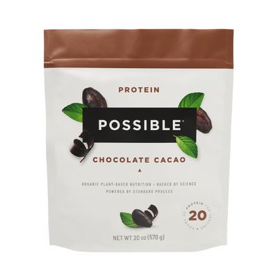 Possible Protein Powder Chocolate Cacao - 20g of Vegan, Plant-Based Protein Mix - Non-GMO, Non-Dairy, Gluten-Free - 3.5g of BCAAs - 9 Essential Amino Acids - 15-Day Supply - 1 Bag, 15 Servings