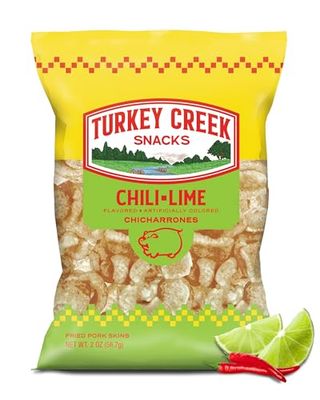 Turkey Creek Chili Lime Chicharrones, Fried Pork Rinds - Chili Lime Flavored Pork Skins - Low Carb, Gluten-Free, Protein Snack - 2oz (Pack of 12)