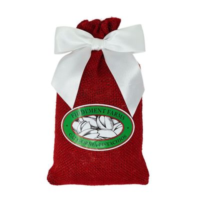Fiddyment Farms 1 Lb Lightly Salted Pistachios in Red Burlap Bag
