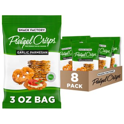 Pretzel Crisps Garlic Parmesan On-the-Go Bag, 3 Oz (Pack of 8)