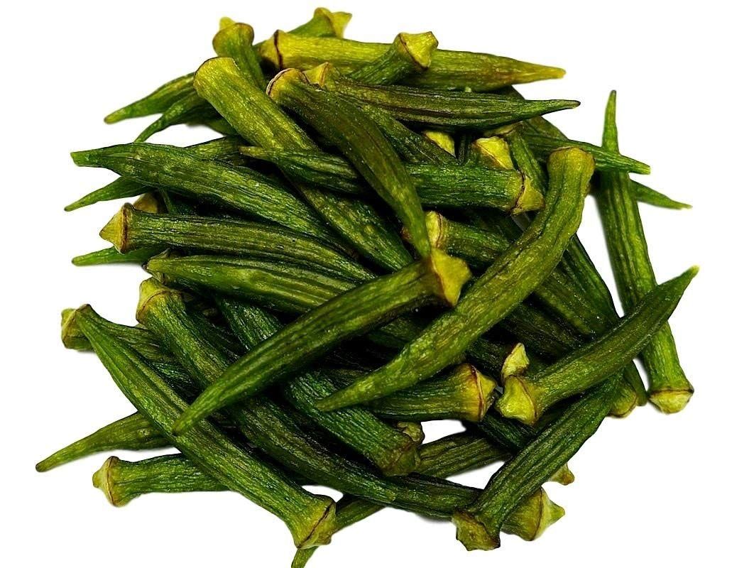 Dried Okra Chips  Sea Salted  Natural  Delicious Healthy Snack  No Color Added - No Sugar Added  Crispy Veggie Chips (1 Pound, Okra)