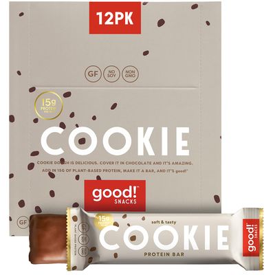 good! Snacks Vegan Cookie Dough Protein Bar  Gluten-Free, Plant Based, Low Sugar, Kosher, Soy Free, Non GMO  15g Protein (12 Bars)