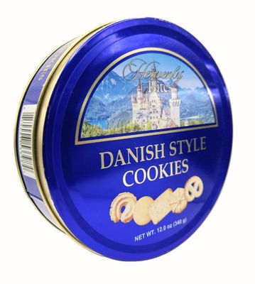 Heavenly Bites Danish Style Butter Cookies in Metal Tin 12 Ounce (12 Pack)