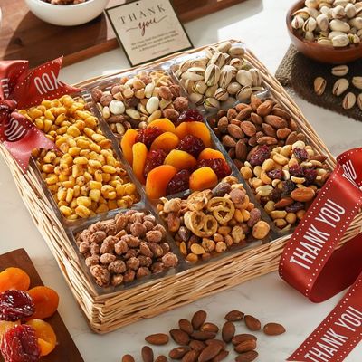 Broadway Basketeers Thank You Fruit And Nuts Gift Basket - Gourmet Healthy Gifts For Men Women Corporate Holidays