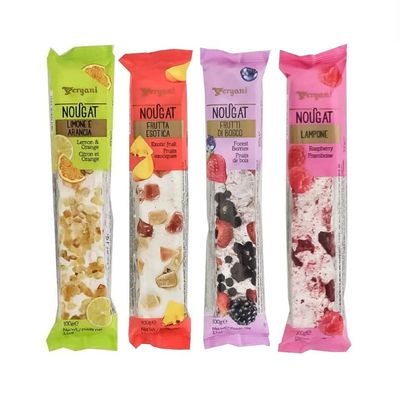Vergani Mix Fruit Nougat Candy Bars - Delicious Candy, Nutritious Snack  Gluten-Free  Pack of 4, Net Wt. 100g/ 3.5 oz Each