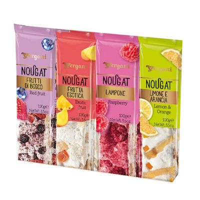 Vergani Mix Fruit Nougat Candy Bars - Delicious Candy, Nutritious Snack  Gluten-Free  Pack of 4, Net Wt. 100g/ 3.5 oz Each