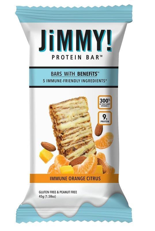 JiMMY&#39;S Immune! Citrus Blast Immune Support Bar - 15 Count - Protein Bar with Immune Fortifying Ingredients: Vitamin C, Turmeric, Orange, Mango, Acerola Cherry and Almonds