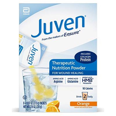 Juven Therapeutic Nutrition Drink Mix Powder for Wound Healing Support, Includes Collagen Protein, Orange, 48 Count