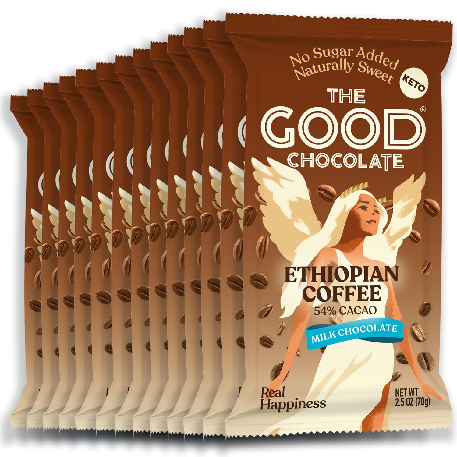 THE GOOD CHOCOLATE - Keto Milk Chocolate Coffee Bars with 80% Less Sugar &amp; Lower Net Carb - Milk Chocolate Bar that Offers Lower Calorie Chocolate Candy - Keto Snacks All Natural Non-GMO (12 Bars)