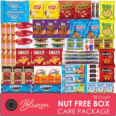 Peanut Free Snacks &amp; Tree Nut-Free Snacks Variety Pack - Allergy Friendly Snacks for Kids Individually Wrapped - Cookies, Candy, Crackers, Chips - Bulk Assortment (58 Count)