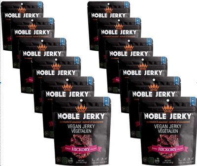 Noble Jerky - Vegan, Vegetarian, Plant Based Snack, Non-GMO (Hickory, 12 Bags (70 gram Bags))