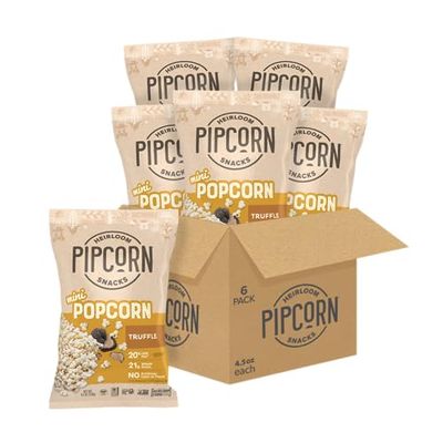 Heirloom Truffle Mini Popcorn by Pipcorn - 4.5oz 6pk - Healthy Snacks, Gluten Free Snacks, Heirloom Corn, Salty Snacks, Black Truffle