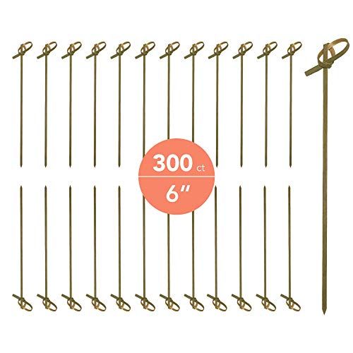 JapanBargain 1597x6, Cocktail Picks Appetizer Picks Bamboo Skewers for Snack Sandwich Finger Food Tapas Fruit Kabob BBQ Hors Doeuvre Twisted End Knotted Bamboo Sticks, 6 inch, 300pcs