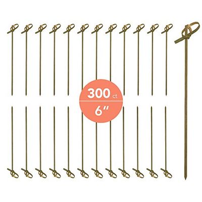JapanBargain 1597x6, Cocktail Picks Appetizer Picks Bamboo Skewers for Snack Sandwich Finger Food Tapas Fruit Kabob BBQ Hors Doeuvre Twisted End Knotted Bamboo Sticks, 6 inch, 300pcs