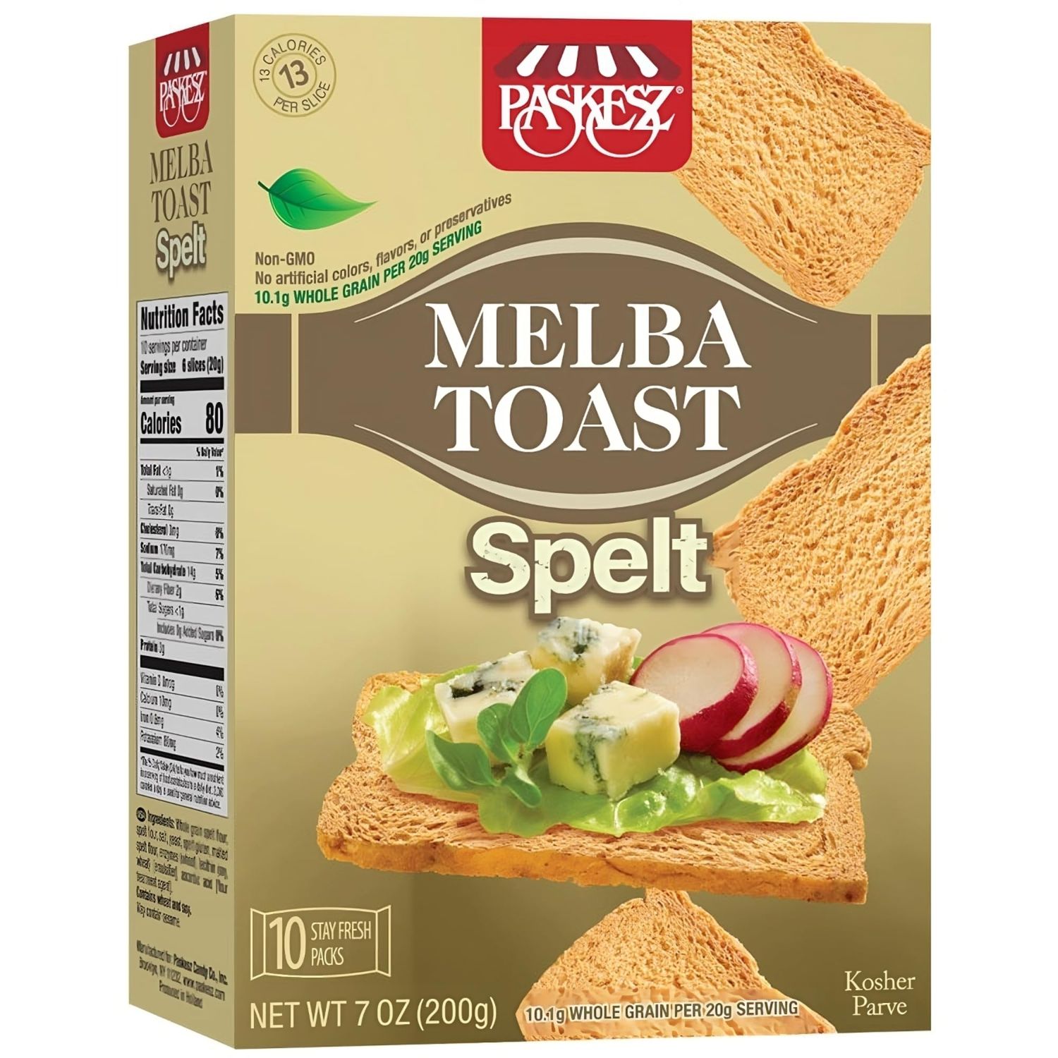Snacktery Spelt Melba Toast Crackers - Wholesome Thin and Crispy Spelt Crackers - Mini Toasts for Dips, Spreads, Salads - 7 Oz