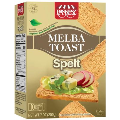 Snacktery Spelt Melba Toast Crackers - Wholesome Thin and Crispy Spelt Crackers - Mini Toasts for Dips, Spreads, Salads - 7 Oz