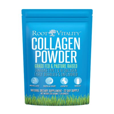 Root Vitality Collagen Peptides Powder - Grass-Fed, Pasture-Raised Hydrolyzed Protein Supplement for Skin, Hair, &amp; Nails - Non-GMO, Zero Sugar Daily Supplement for Men &amp; Women (22 Servings)