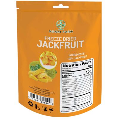NOKKI FARM Freeze Dried Jackfruit - Healthy & Exotic Tropical Superfood Snacks, No Added Sugar or Preservatives, Kid-Approved, Shelf-Stable & Portable for On-The-Go Snacking - 1.76 Oz (Pack of 3)