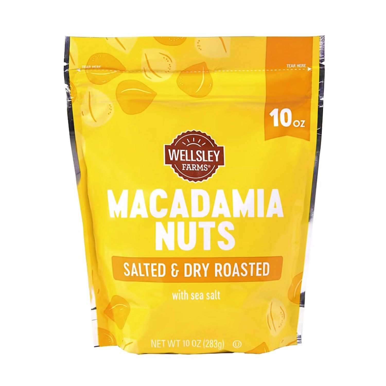 Wellsley Farms Salted &amp; Dry Roasted Macadamia Nuts (1 Bag), Lightly Seasoned with Sea Salt, 10 oz Resealable Bag - Kosher, Keto-Friendly.