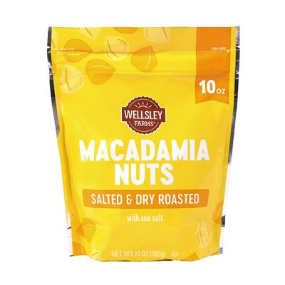 Wellsley Farms Salted &amp; Dry Roasted Macadamia Nuts (1 Bag), Lightly Seasoned with Sea Salt, 10 oz Resealable Bag - Kosher, Keto-Friendly.