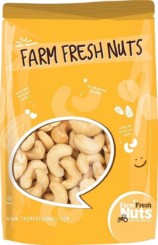 Freshly Roasted Cashews Unsalted (1 Lb.) - Healthy Southern Tastiness - Small Batch Roasted - Naturally Delicious - Perfectly Crunchy - Farm Fresh Nuts Brand