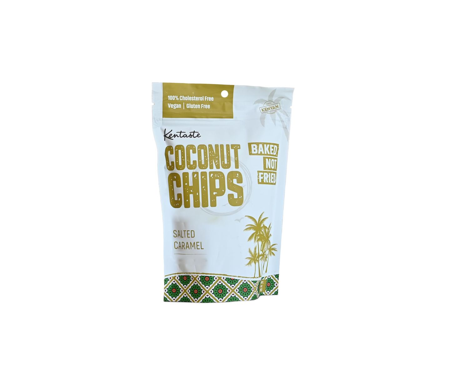 Kentaste Coconut Chips; Shredded, Dried, and Baked Coconut Snack 100% Cholesterol Free Gluten Free and Vegan, Salted Caramel Flavor Pack of 6
