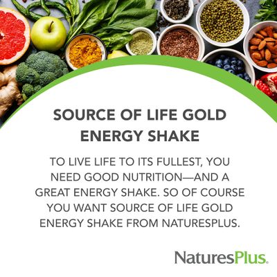 Natures Plus Source of Life Gold Energy Shake - 0.97 lb - Tropical Berry Flavor - Vitamin, Mineral & Protein Formula with 120 Concentrated Whole Foods - Vegetarian & Gluten Free - 13 Servings