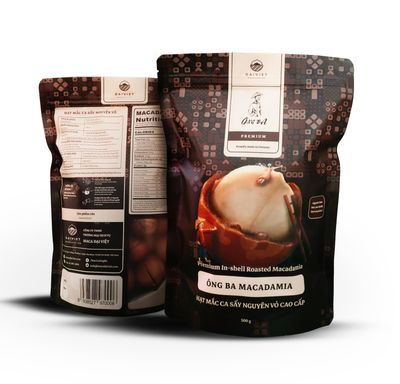 Ong Ba Premium Vietnamese Roasted Macadamia Nuts, Unsalted, In-shell  500g  17.6 oz  Pack of 2